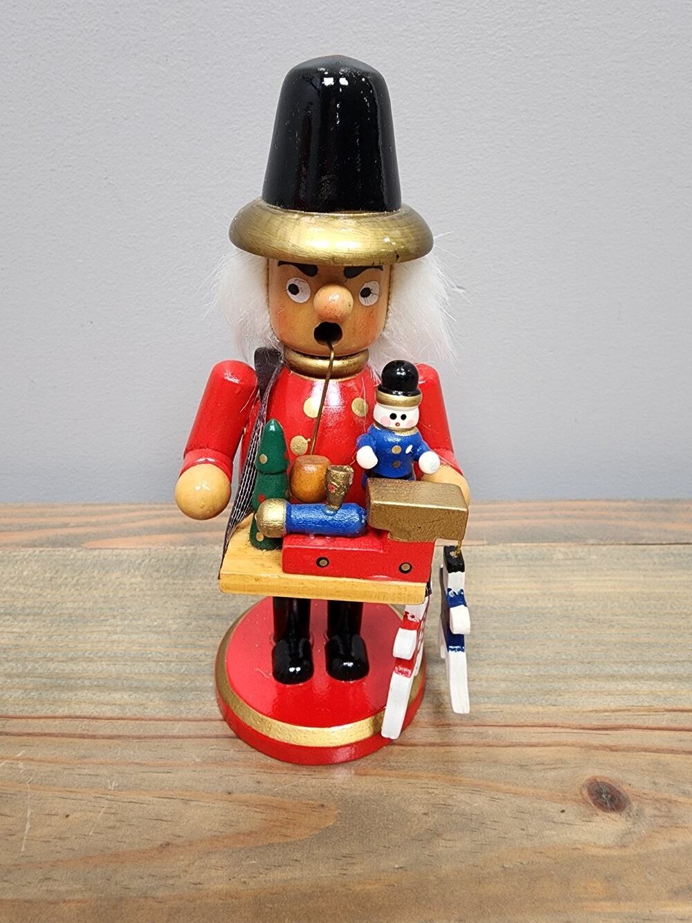 Vintage Kurt Adler 6" Wooden Smoker Toy Maker Seller Nutcracker Boxed